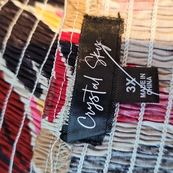 Crystal Sky Size 3X Tropical Print Long Maxi Dress Multi-Color - Picture 5 of 7